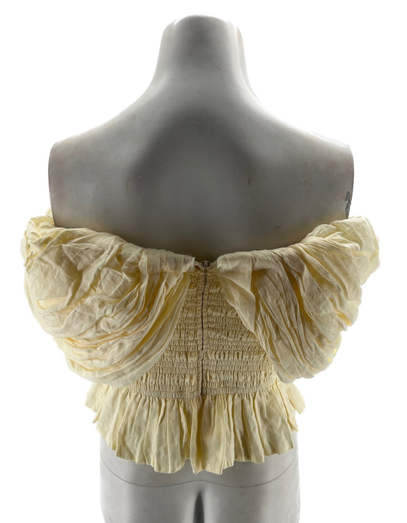 Top plissé beige sans manches