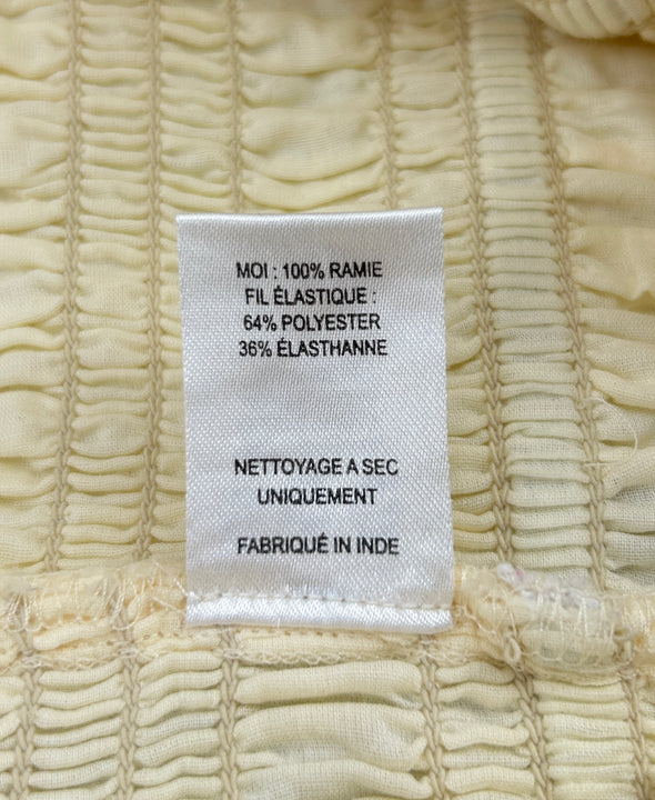 Top plissé beige sans manches