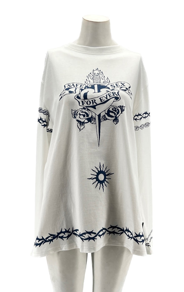 T-shirt blanc à imprimé dragon