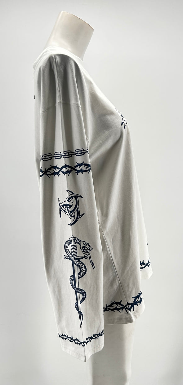 T-shirt blanc à imprimé dragon