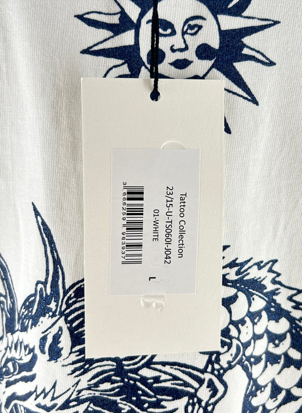 T-shirt blanc à imprimé dragon