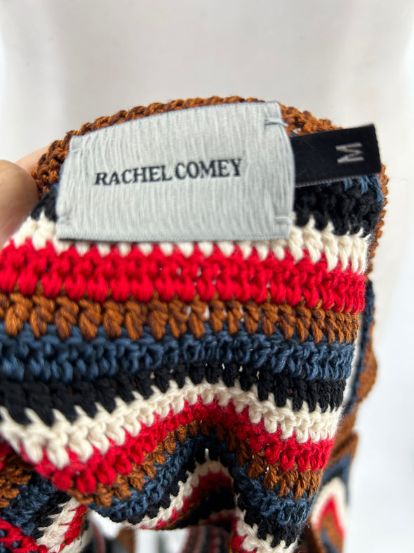 Top en crochet marron et rouge