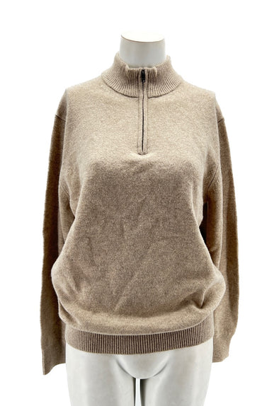 Pull beige zippé en laine