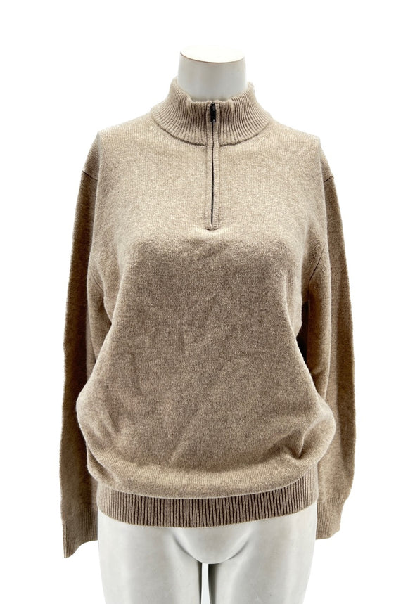 Pull beige zippé en laine