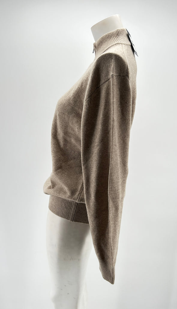 Pull beige zippé en laine