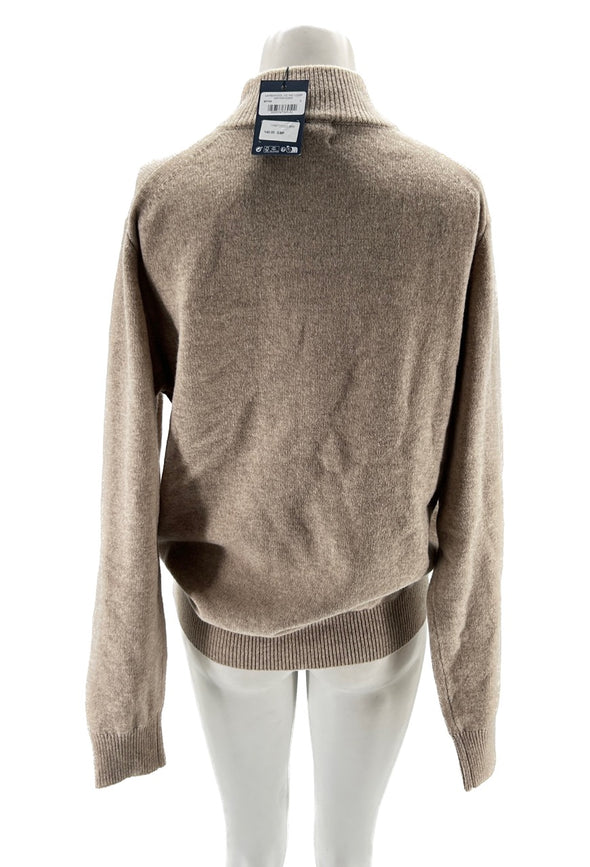 Pull beige zippé en laine