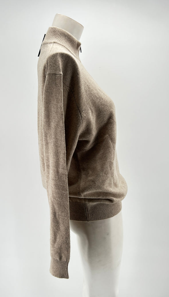 Pull beige zippé en laine