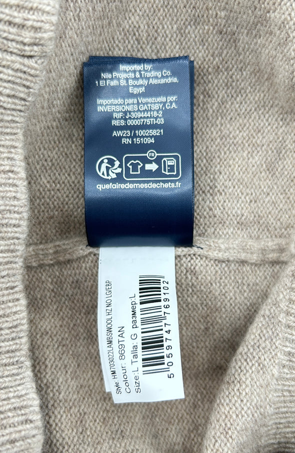 Pull beige zippé en laine