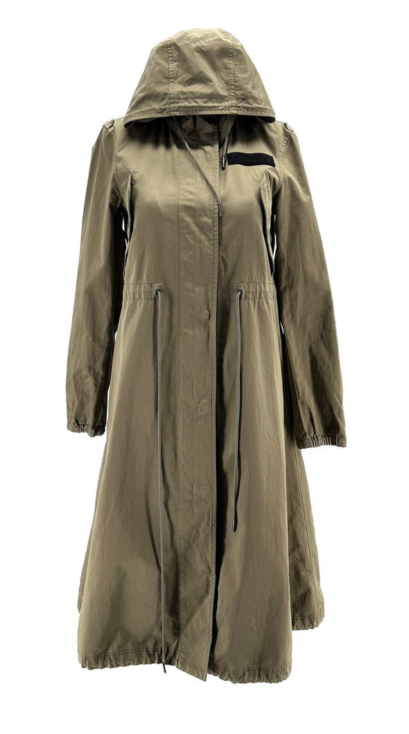 Imperméable kaki à capuche