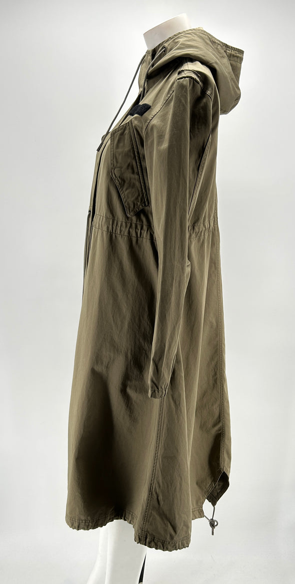 Imperméable kaki à capuche