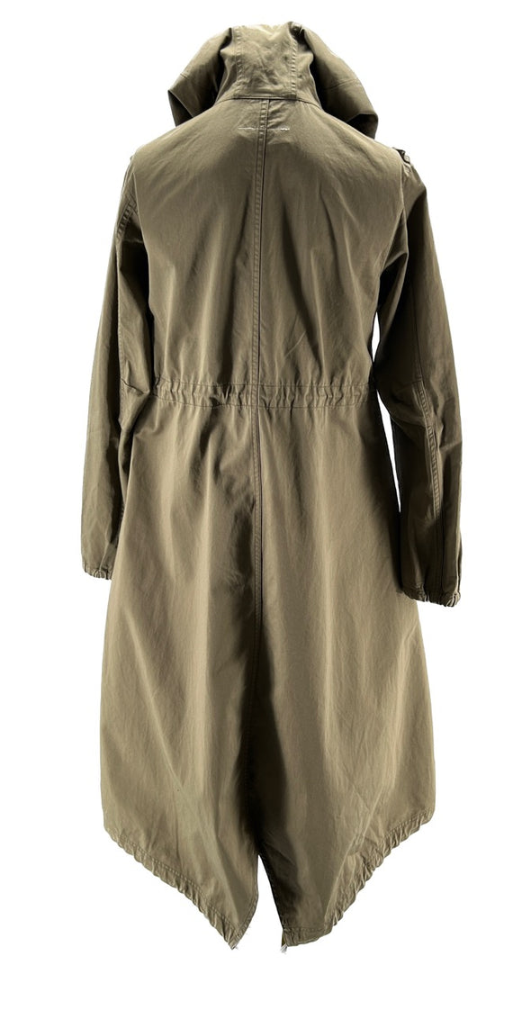 Imperméable kaki à capuche