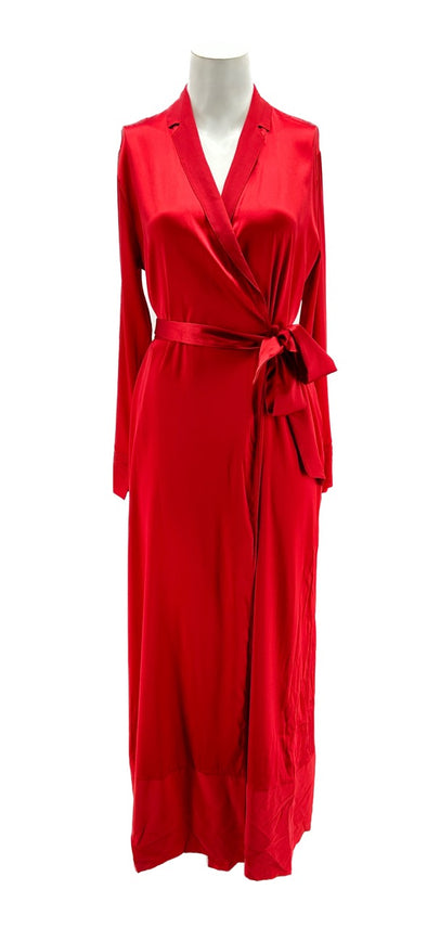 Robe de chambre rouge en soie