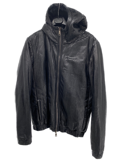 Blouson à capuche en cuir