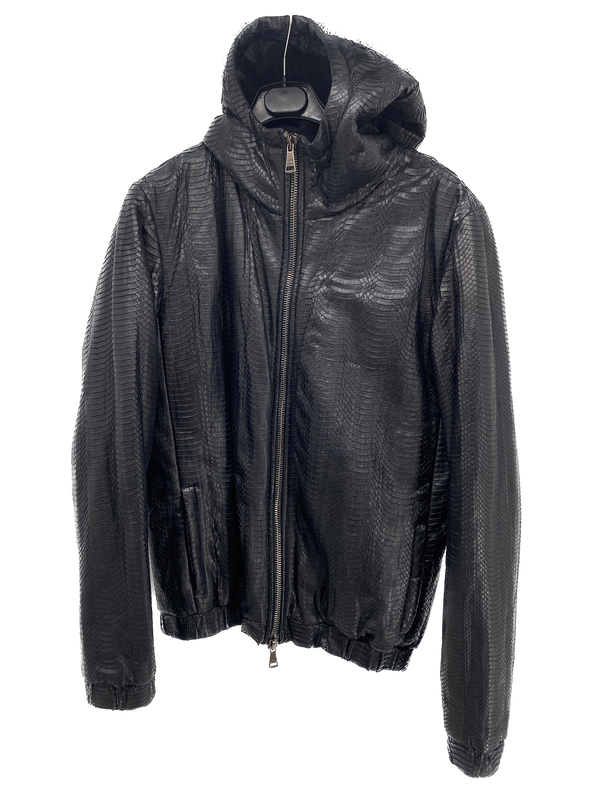Blouson à capuche en cuir