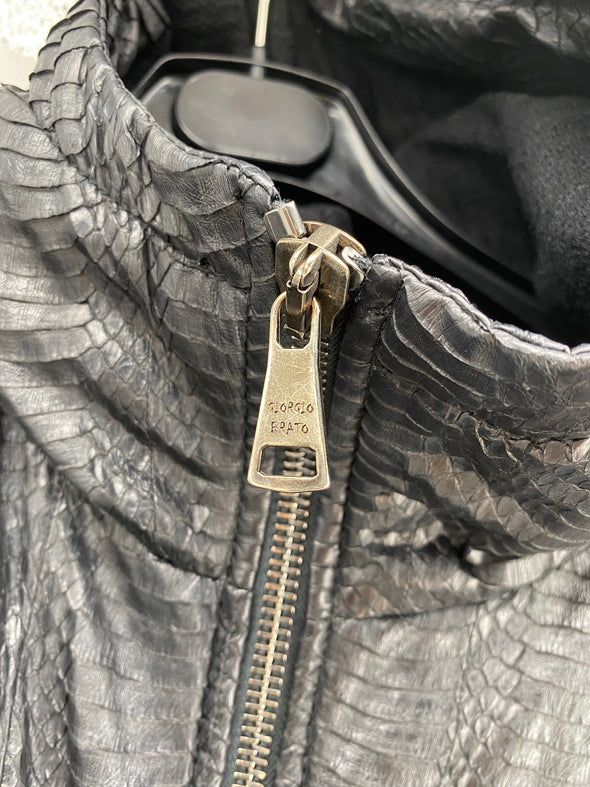 Blouson à capuche en cuir