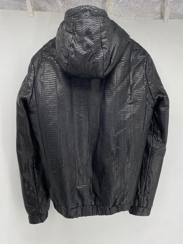 Blouson à capuche en cuir