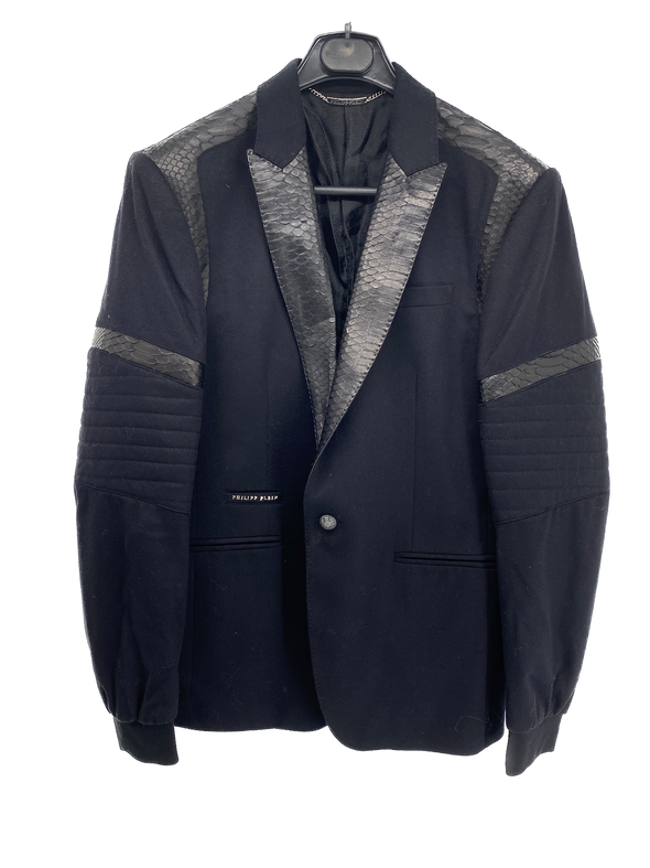 Veste en laine et cuir