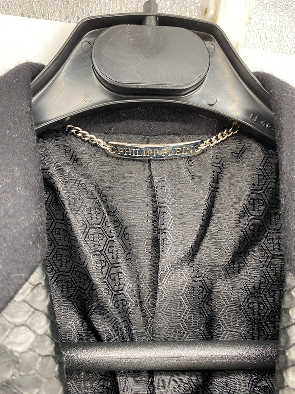 Veste en laine et cuir