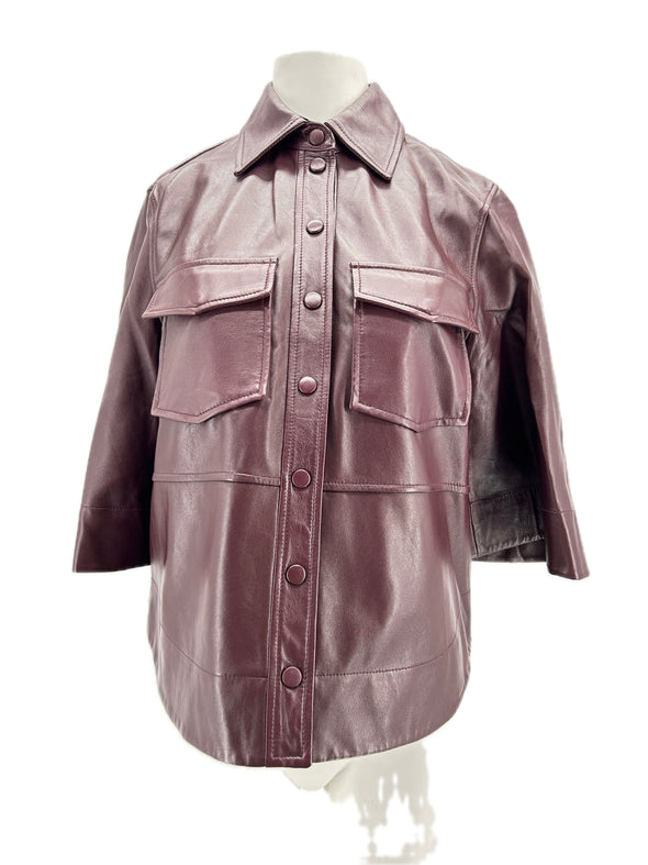 Chemise en cuir bordeaux