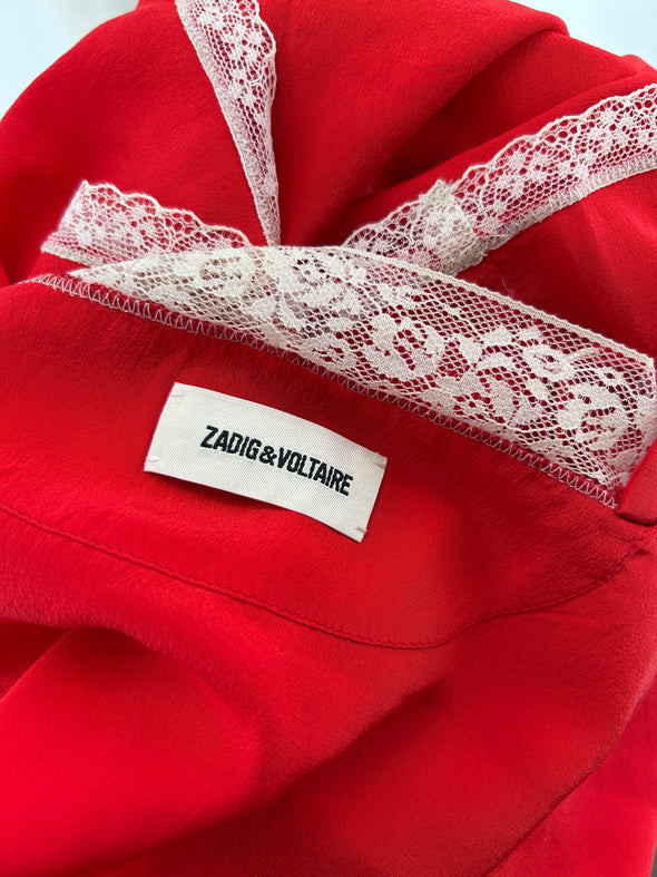 Caraco en soie rouge