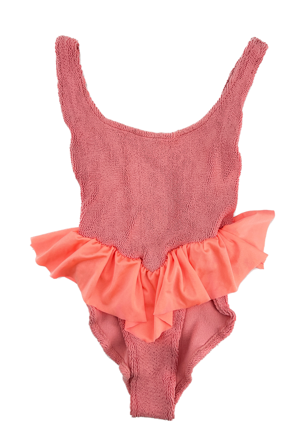 Maillot de bain rose à volants enfant