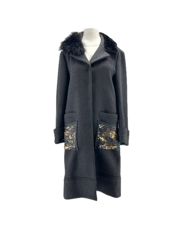 Manteau gris en laine et cachemire