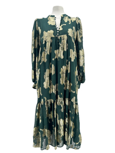 Robe verte foncée avec fil lurex