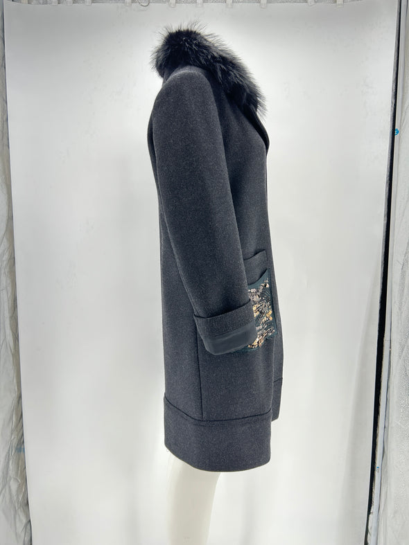 Manteau gris en laine et cachemire