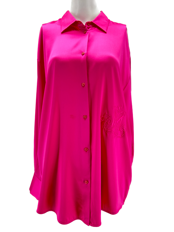 Chemise en soie rose bonbon