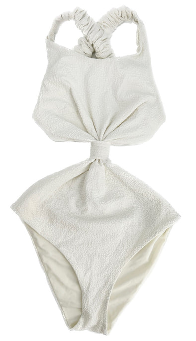 Maillot de bain une pièce blanc à découpes