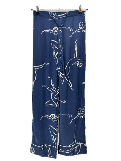 Pantalon en soie marine