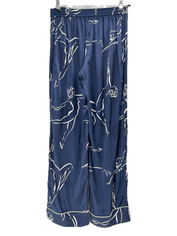 Pantalon en soie marine