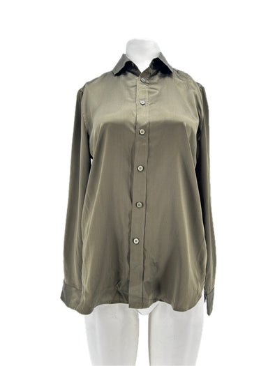 Chemise en soie kaki