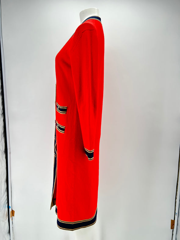 Long cardigan rouge en cachemire