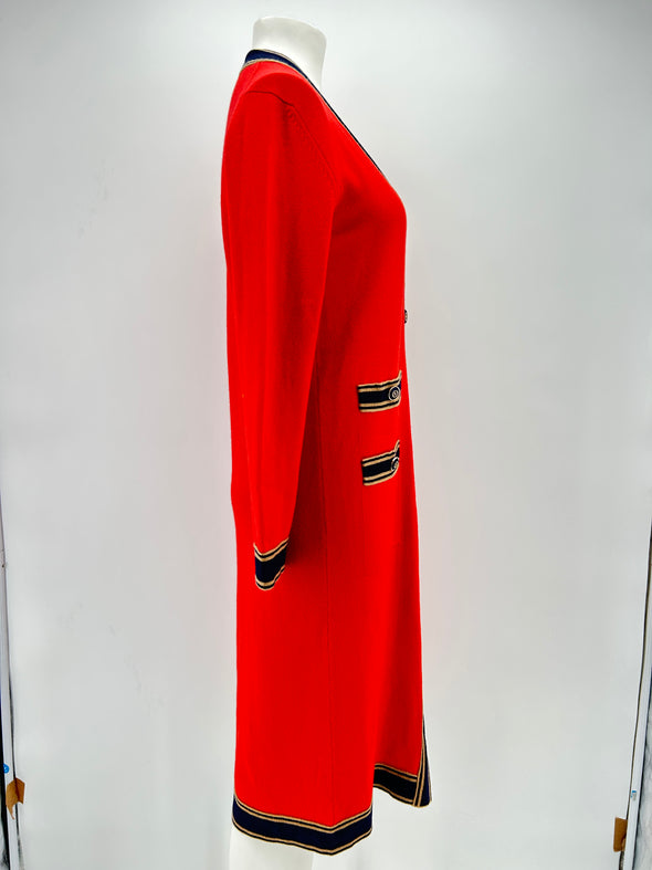 Long cardigan rouge en cachemire