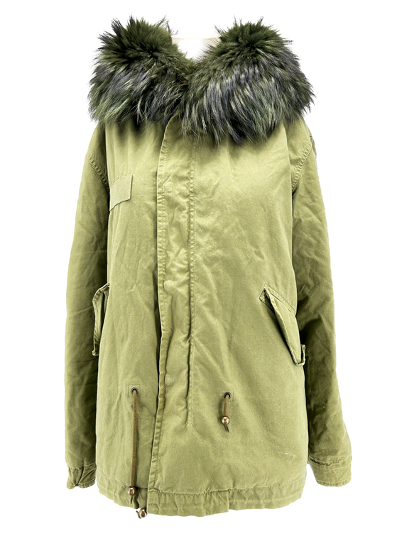 Manteau fourrure kaki