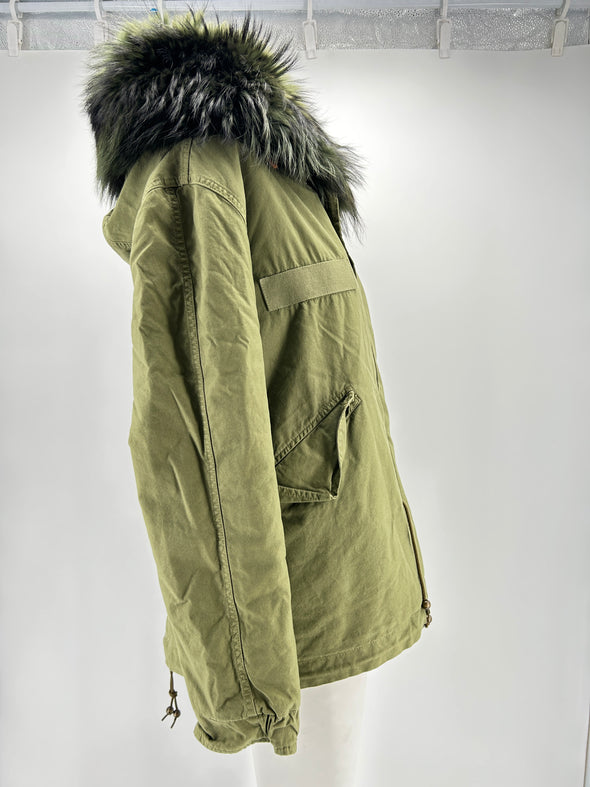 Manteau fourrure kaki