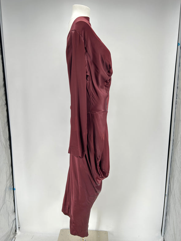 Robe satinée bordeaux