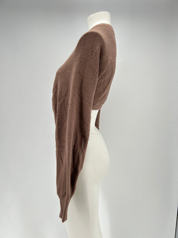 Cardigan crop marron