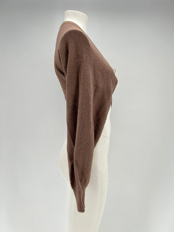 Cardigan crop marron
