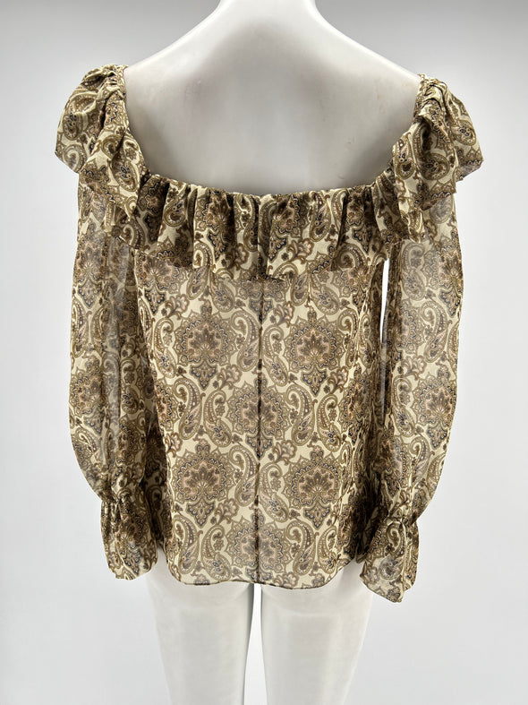 Blouse marron à imprimé