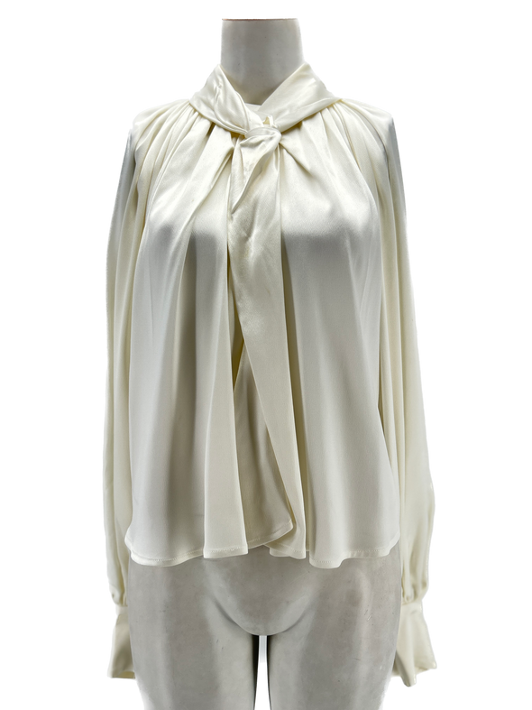 Blouse blanche satinée