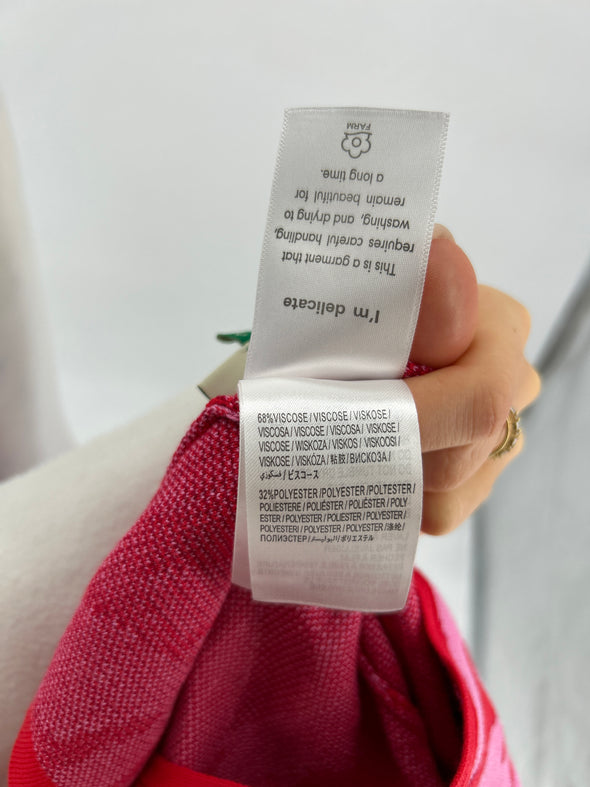 Cardigan rose et rouge imprimé perroquet