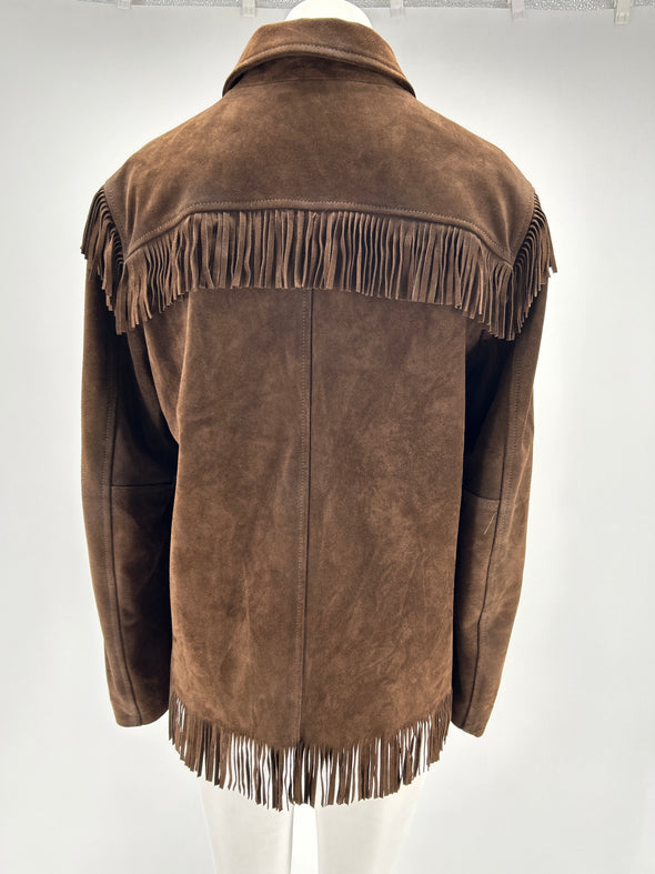 Veste en daim marron avec franges