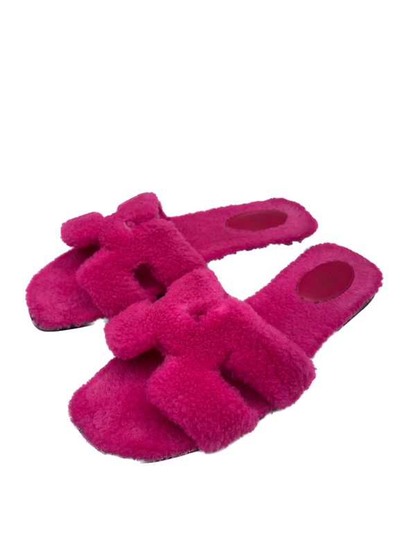 Mules "Oran" en shearling rose