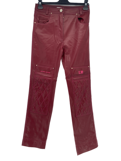 Pantalon en cuir bordeaux