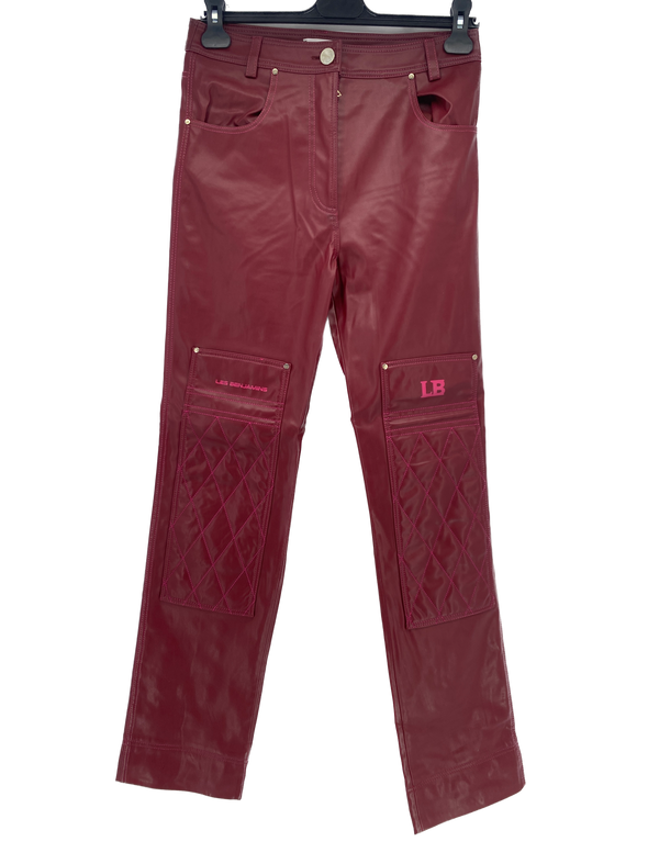 Pantalon en cuir bordeaux