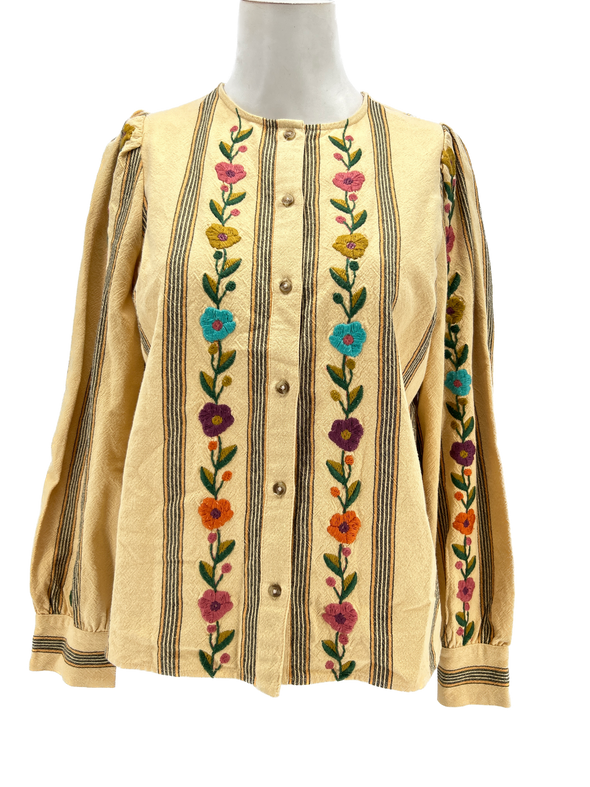 Blouse écru avec broderies fleurs