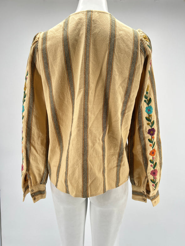 Blouse écru avec broderies fleurs