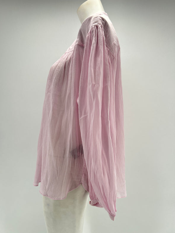 Blouse rose pale à boutons